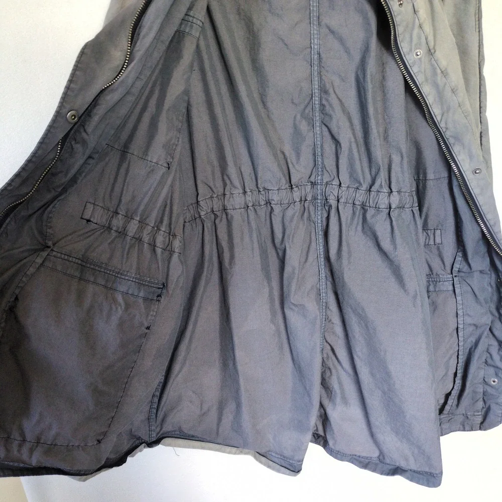 Free People Poplin Dolman Parka Jacket Green Gray Boho Utility Embroidered XS/S